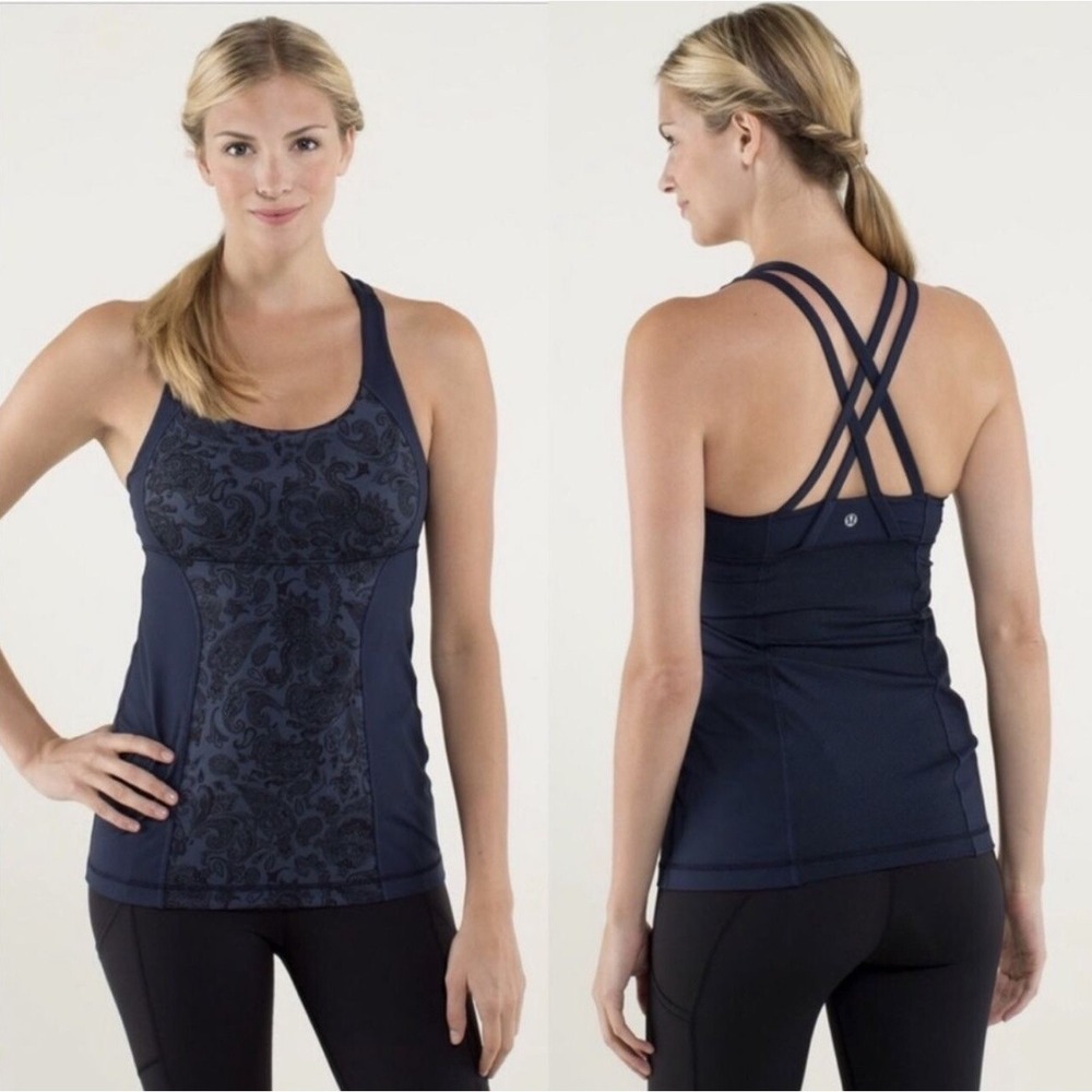 Lululemon Womens Energy Paisley Tank Workout Blue‎ Size 6